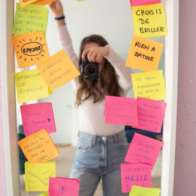 post it miroir développement personnel femme